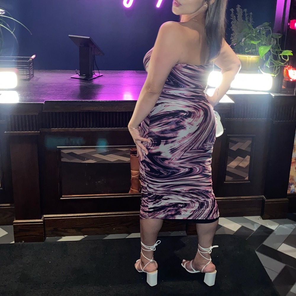 Swirl Purple strapless dress